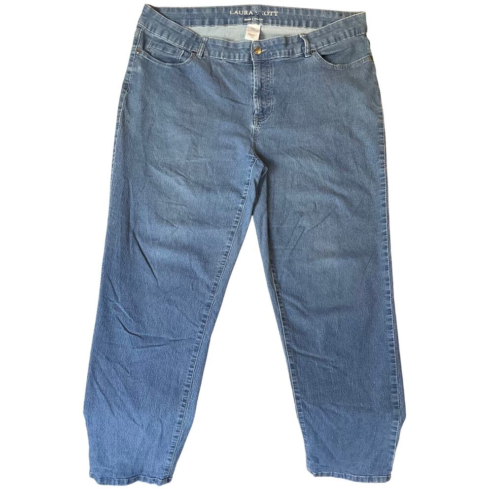 Laura Scott Women Jeans size 20W Blue Classic Straight Fit Mid Rise Stretch